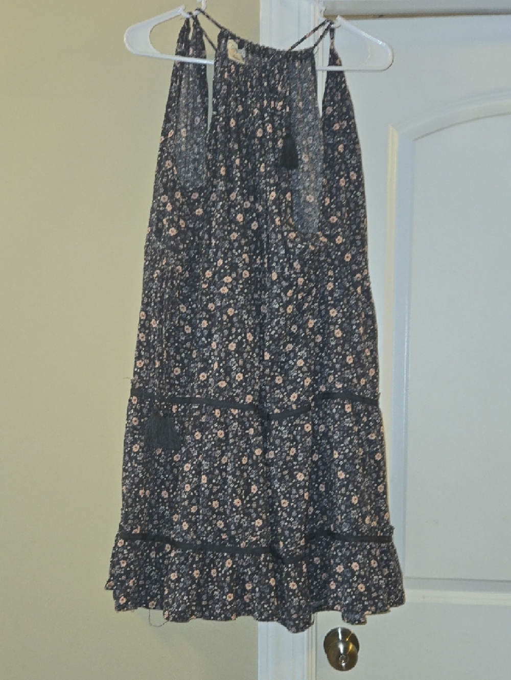 torrid Festi Charcoal Floral Halter Tiered Mini Dress - Picture 2 of 5